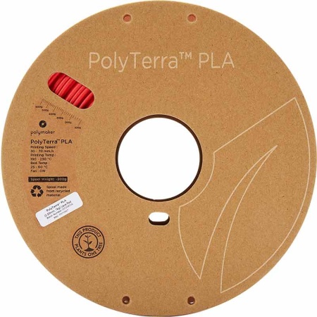 Profile d'une bobine de filament Polyterra PLA Rouge lave 1.75mm 1kg Polymaker 